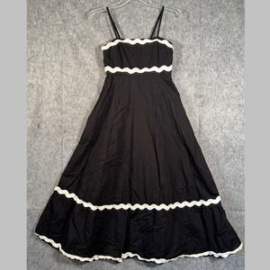 Sim & Sam Sleeveless Maxi Dress Tiered Ric‎ Rac Womens Medium Black White Summer